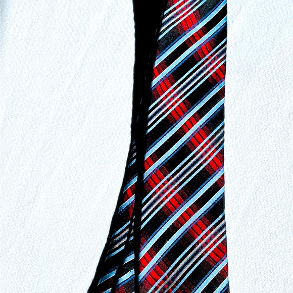 Striped Chili Pepper Red, Black and Blue Tie - Picture 3 of 3
